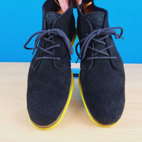 Cole Haan Lunargrand Mens Size 11 Boots Black‎ Suede Yellow Chukka Boots C11185 main image 7